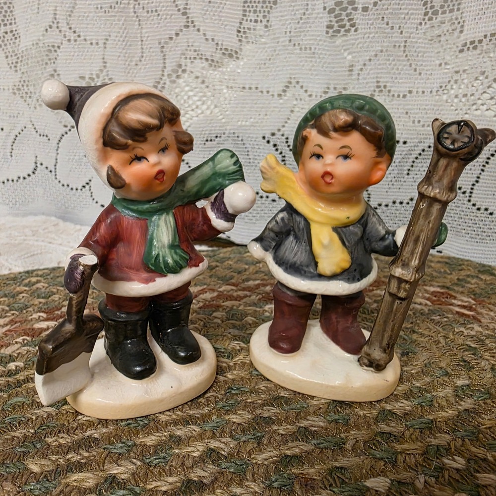 READ Vintage Napcoware Christmas Figurines C7653 3.5" Ceramic Japan Set 2